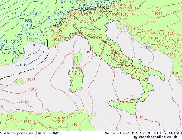 приземное давление ECMWF ср 03.04.2024 06 UTC