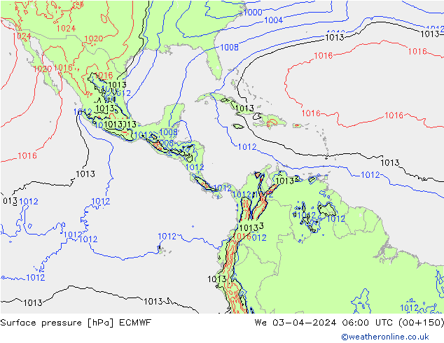 ciśnienie ECMWF śro. 03.04.2024 06 UTC