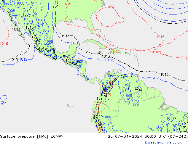 Pressione al suolo ECMWF dom 07.04.2024 00 UTC