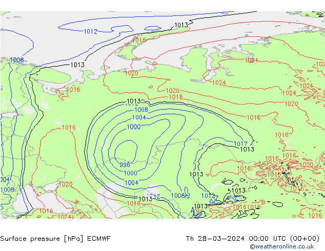 ciśnienie ECMWF czw. 28.03.2024 00 UTC
