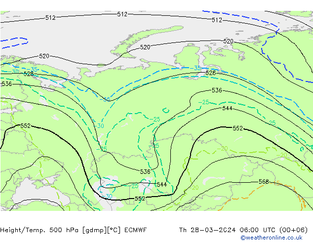 Z500/Rain (+SLP)/Z850 ECMWF чт 28.03.2024 06 UTC