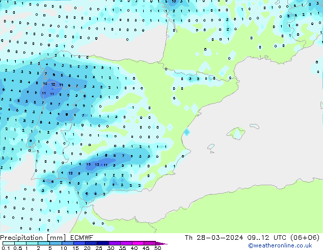 Precipitation ECMWF Th 28.03.2024 12 UTC