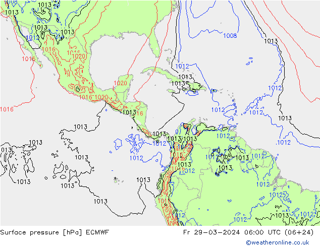 pressão do solo ECMWF Sex 29.03.2024 06 UTC