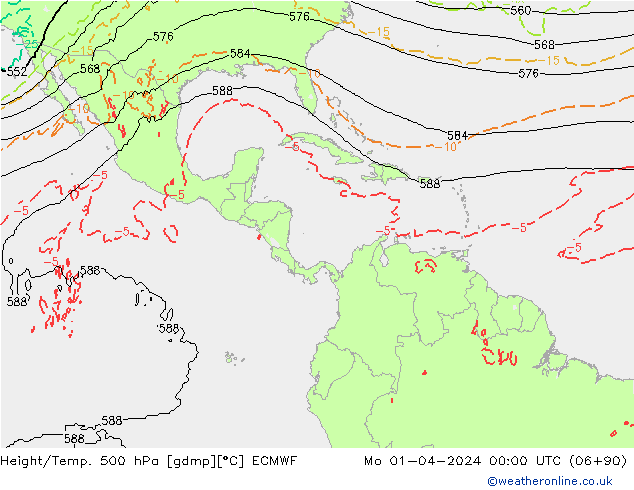 Geop./Temp. 500 hPa ECMWF lun 01.04.2024 00 UTC
