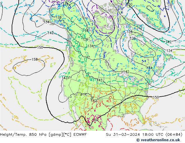 Z500/Rain (+SLP)/Z850 ECMWF So 31.03.2024 18 UTC