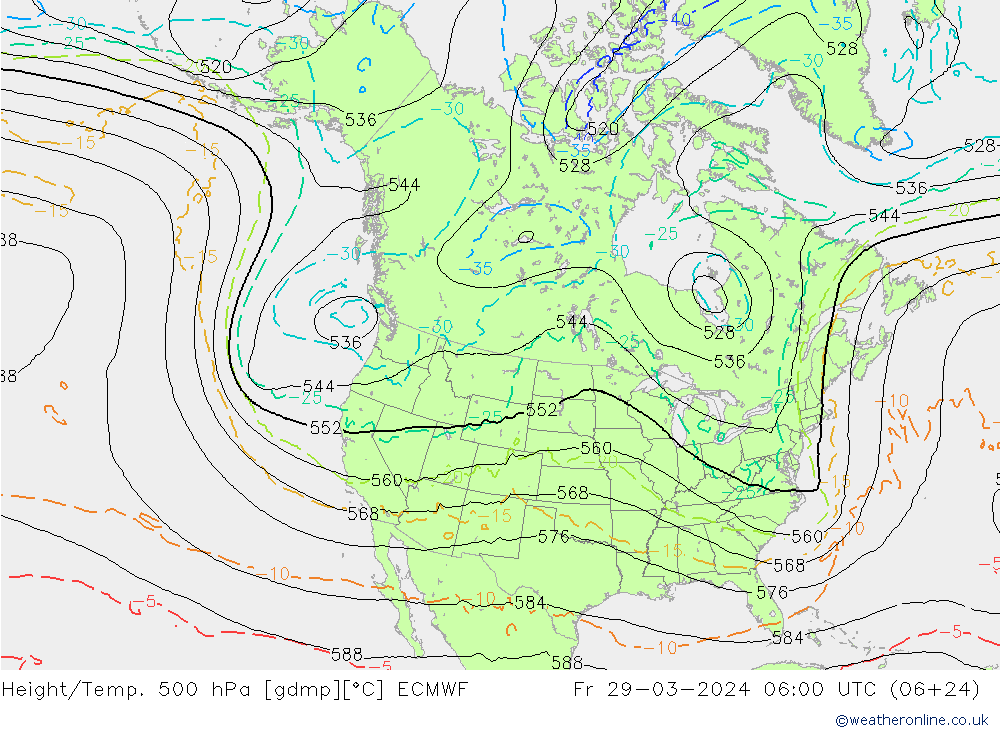 Height/Temp. 500 hPa ECMWF Fr 29.03.2024 06 UTC