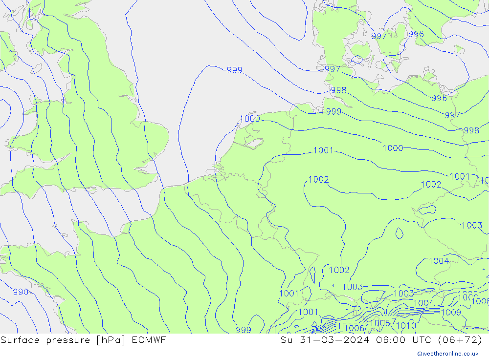 Pressione al suolo ECMWF dom 31.03.2024 06 UTC