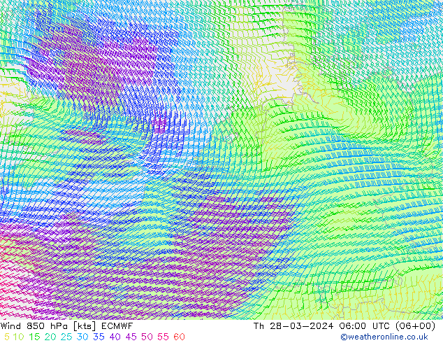 Wind 850 hPa ECMWF Do 28.03.2024 06 UTC
