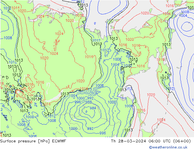 pression de l'air ECMWF jeu 28.03.2024 06 UTC