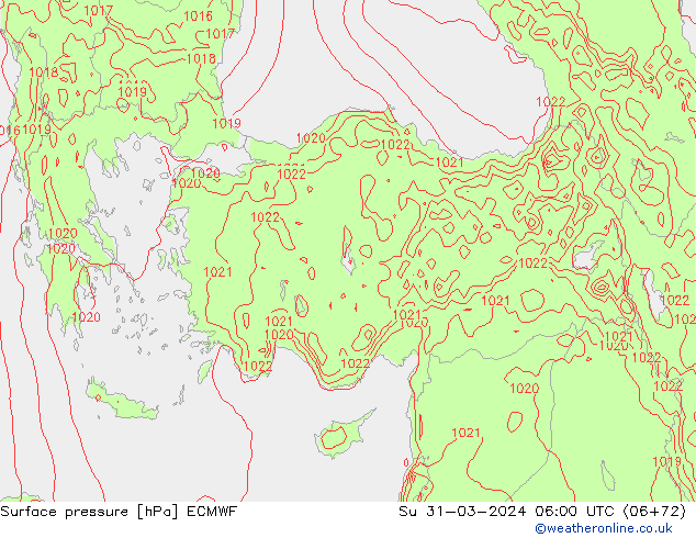 ciśnienie ECMWF nie. 31.03.2024 06 UTC