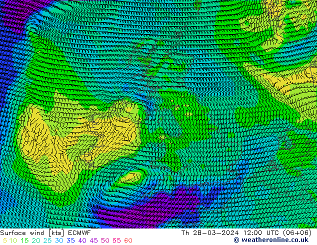 Surface wind ECMWF Th 28.03.2024 12 UTC