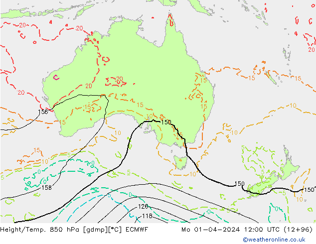 Z500/Rain (+SLP)/Z850 ECMWF Mo 01.04.2024 12 UTC