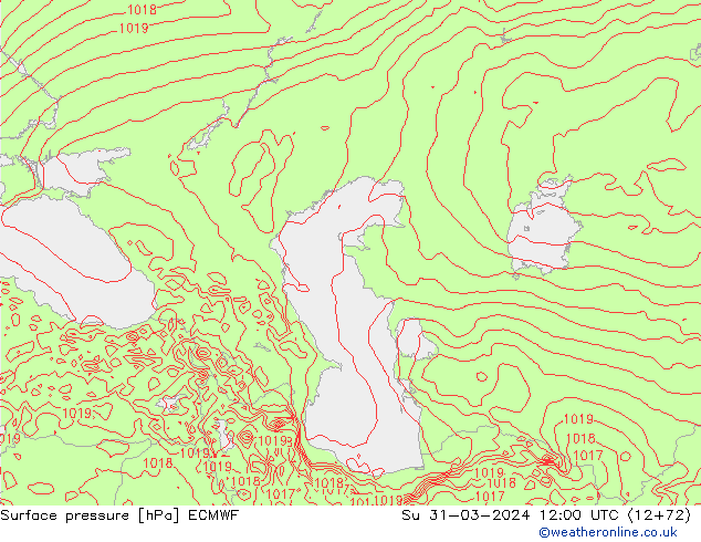ciśnienie ECMWF nie. 31.03.2024 12 UTC