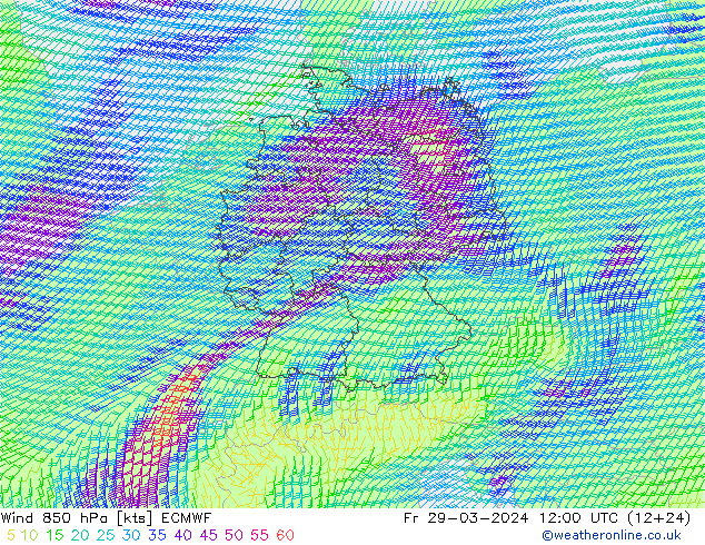 Wind 850 hPa ECMWF Fr 29.03.2024 12 UTC