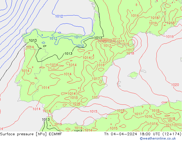 Pressione al suolo ECMWF gio 04.04.2024 18 UTC