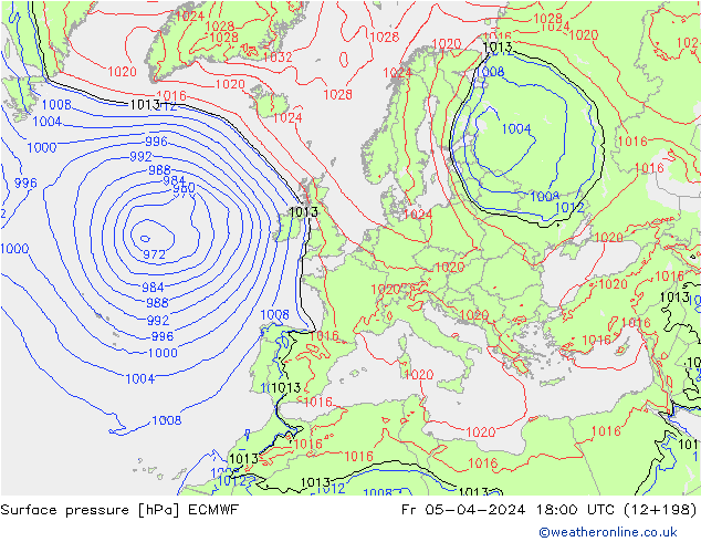 Bodendruck ECMWF Fr 05.04.2024 18 UTC
