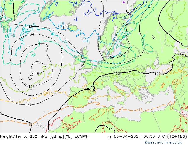 Z500/Yağmur (+YB)/Z850 ECMWF Cu 05.04.2024 00 UTC