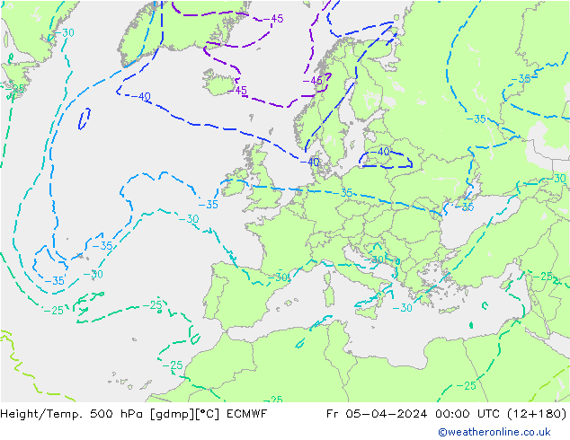 Z500/Yağmur (+YB)/Z850 ECMWF Cu 05.04.2024 00 UTC