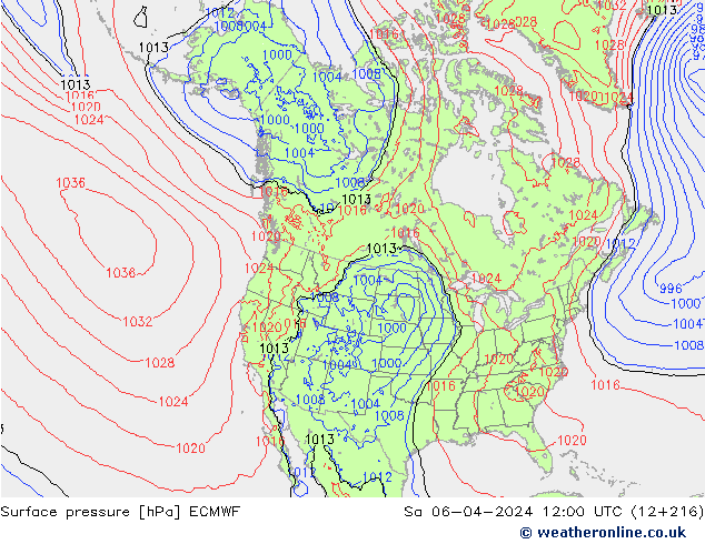 Bodendruck ECMWF Sa 06.04.2024 12 UTC