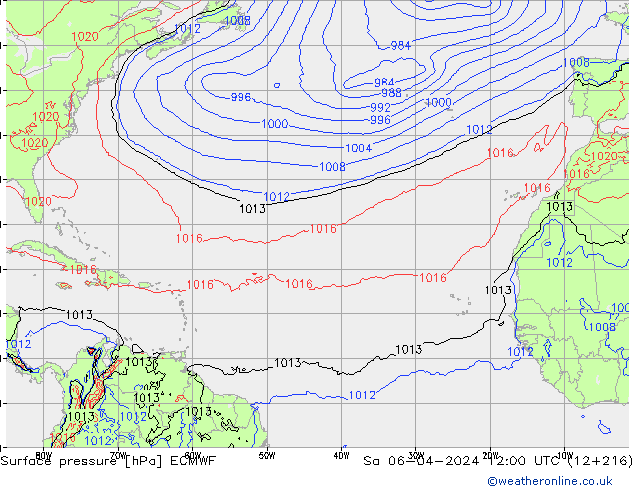 Atmosférický tlak ECMWF So 06.04.2024 12 UTC