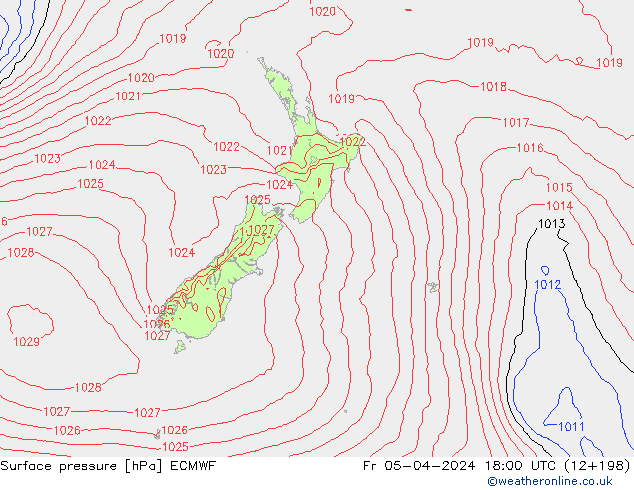 pression de l'air ECMWF ven 05.04.2024 18 UTC