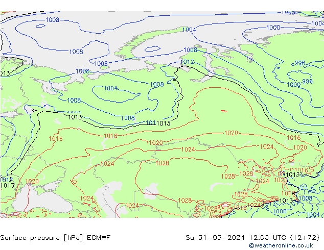pression de l'air ECMWF dim 31.03.2024 12 UTC