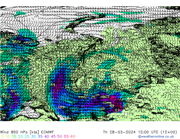 Rüzgar 850 hPa ECMWF Per 28.03.2024 12 UTC