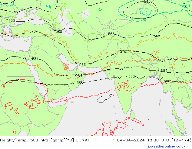 Yükseklik/Sıc. 500 hPa ECMWF Per 04.04.2024 18 UTC