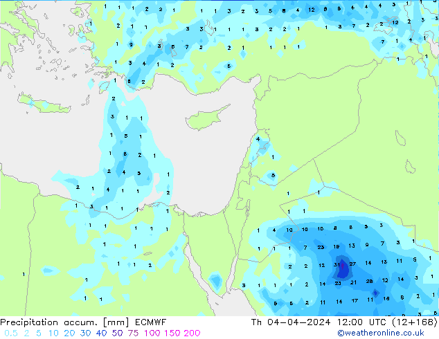 Precipitation accum. ECMWF Th 04.04.2024 12 UTC