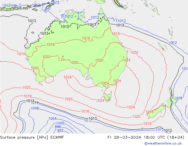Surface pressure ECMWF Fr 29.03.2024 18 UTC
