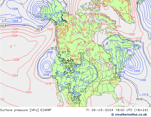 Bodendruck ECMWF Fr 29.03.2024 18 UTC
