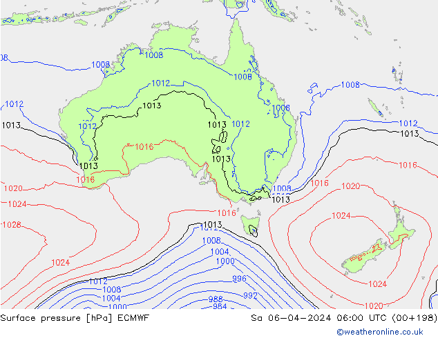 Surface pressure ECMWF Sa 06.04.2024 06 UTC