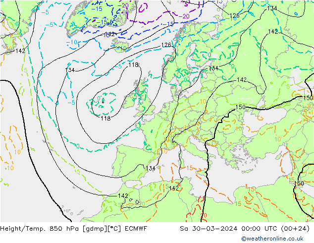 Z500/Rain (+SLP)/Z850 ECMWF Sa 30.03.2024 00 UTC