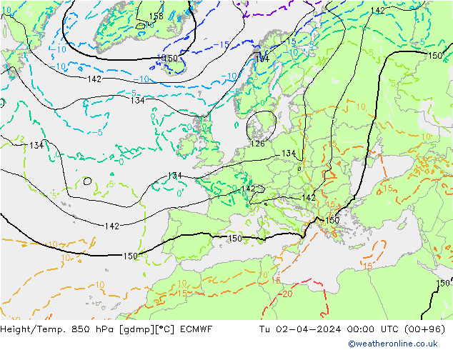 Z500/Rain (+SLP)/Z850 ECMWF Di 02.04.2024 00 UTC