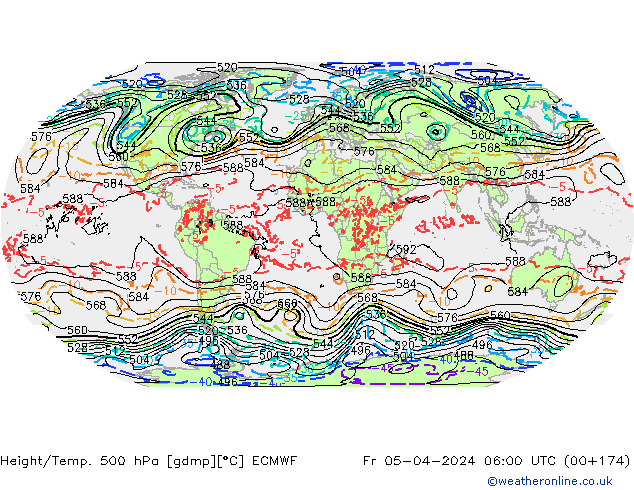 Geop./Temp. 500 hPa ECMWF vie 05.04.2024 06 UTC
