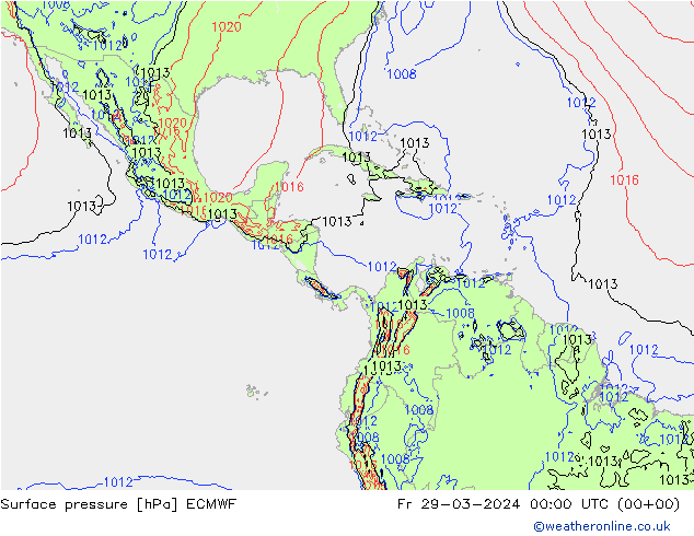 Surface pressure ECMWF Fr 29.03.2024 00 UTC
