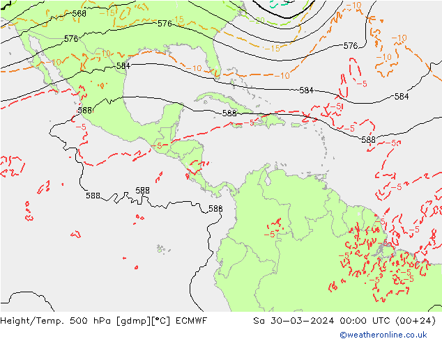 Hoogte/Temp. 500 hPa ECMWF za 30.03.2024 00 UTC