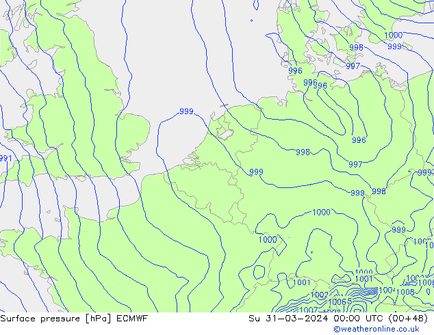 Bodendruck ECMWF So 31.03.2024 00 UTC