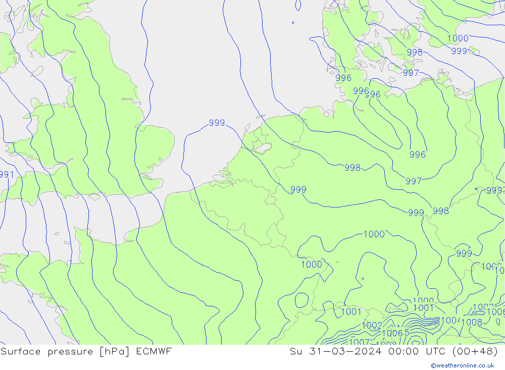 Bodendruck ECMWF So 31.03.2024 00 UTC