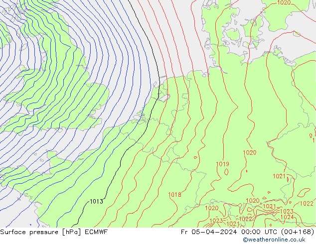 Atmosférický tlak ECMWF Pá 05.04.2024 00 UTC
