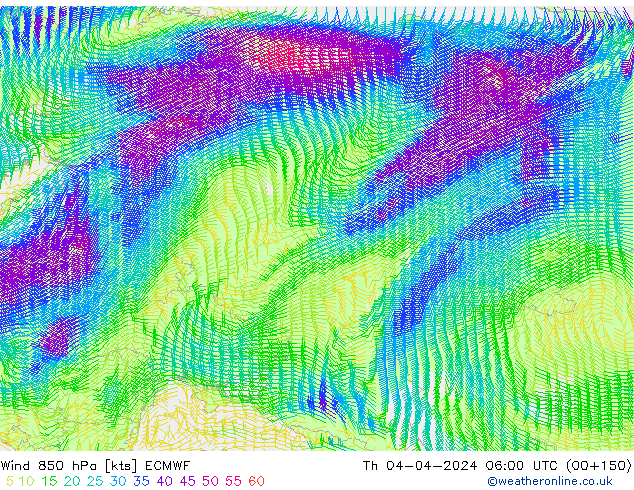 Wind 850 hPa ECMWF do 04.04.2024 06 UTC