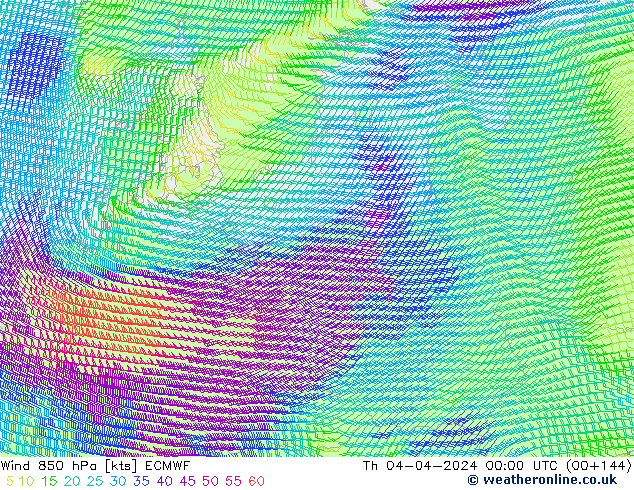 Wind 850 hPa ECMWF do 04.04.2024 00 UTC