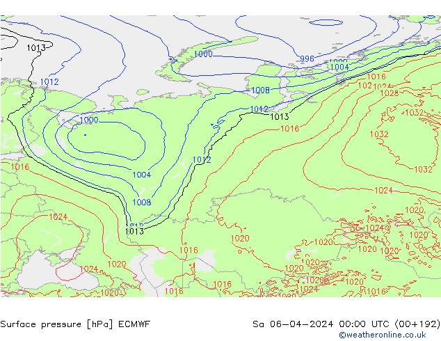 ciśnienie ECMWF so. 06.04.2024 00 UTC