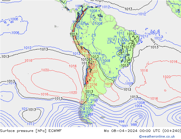 приземное давление ECMWF пн 08.04.2024 00 UTC