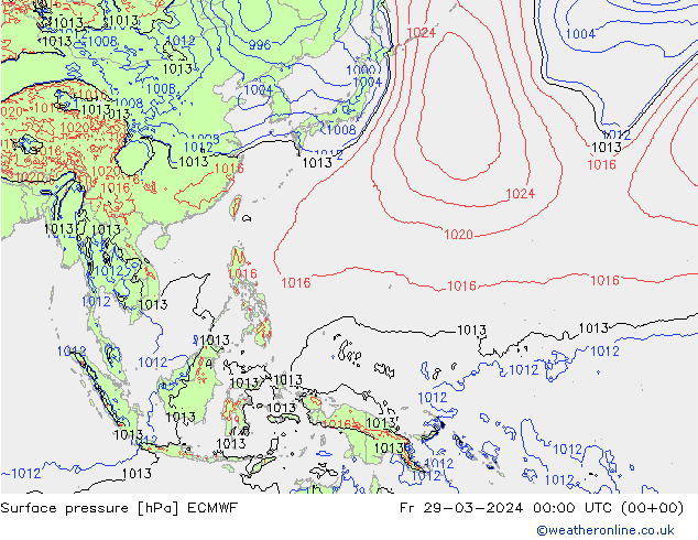 pressão do solo ECMWF Sex 29.03.2024 00 UTC
