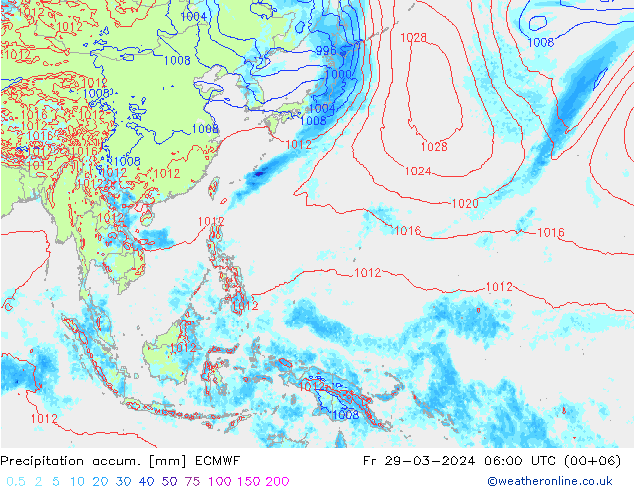Toplam Yağış ECMWF Cu 29.03.2024 06 UTC