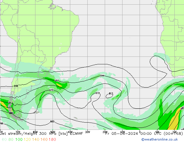 Jet stream/Height 300 hPa ECMWF Fr 05.04.2024 00 UTC