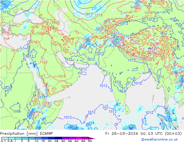 Precipitazione ECMWF ven 29.03.2024 03 UTC