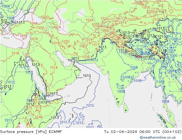 pression de l'air ECMWF mar 02.04.2024 06 UTC