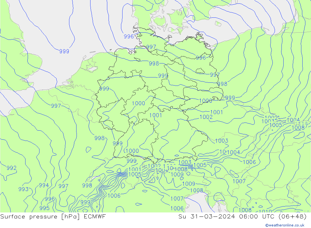 pression de l'air ECMWF dim 31.03.2024 06 UTC
